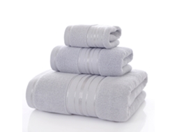 Conjunto de 3 Peças Toalhas Duráveis ​​de Puro Algodão, Alta Absorção e Suaves para a Pele,cinza Claro,35x35cm/35x75cm/70x140cm GERTIZ