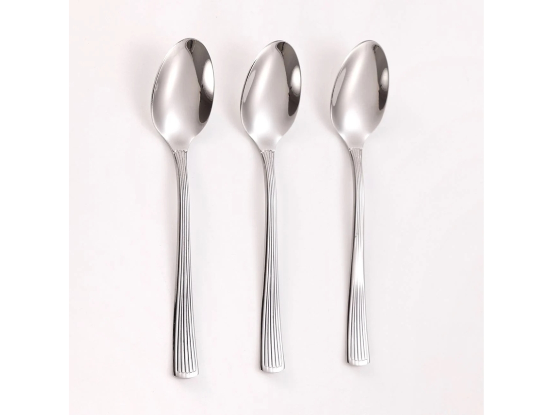 Colher ''linear'' Em Aço Inox 14,5 Cm - 3 Unidades