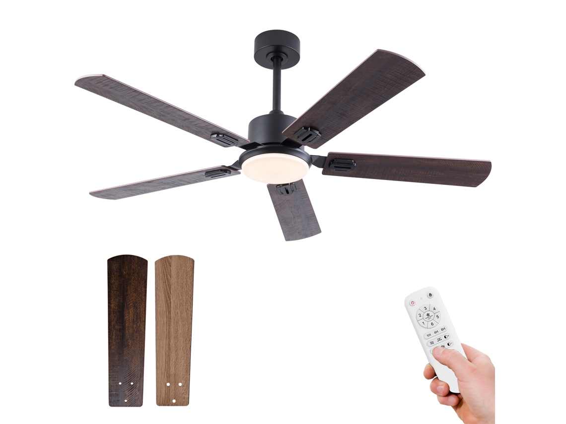 Ventilador Teto 52" Preto Luz 6 Vel 3 Cores VOLTEDGE