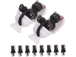 Kit de 10 Estatuetas de Gatos em Resina para Casa, Decoração Original para Mesa, Estátuas Fofas de Gatos para CHABERLU