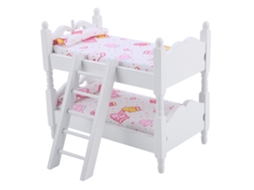 Ats mueble Miniatura Cama Bunkera para Casa de Muñecas Niños Dormitorio Juguete Infantil (guantes Rosados)
