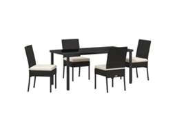 Conjunto 5 De Jantar Jardim Vidaxl Preto Poliratan