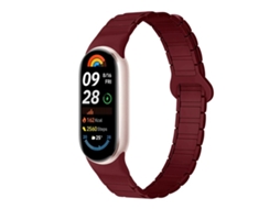 Bracelete para Xiaomi Smart Band 10/9/8 Silicone Magnético com Três Esferas Cor Vinho Tinto XIAOMOYU