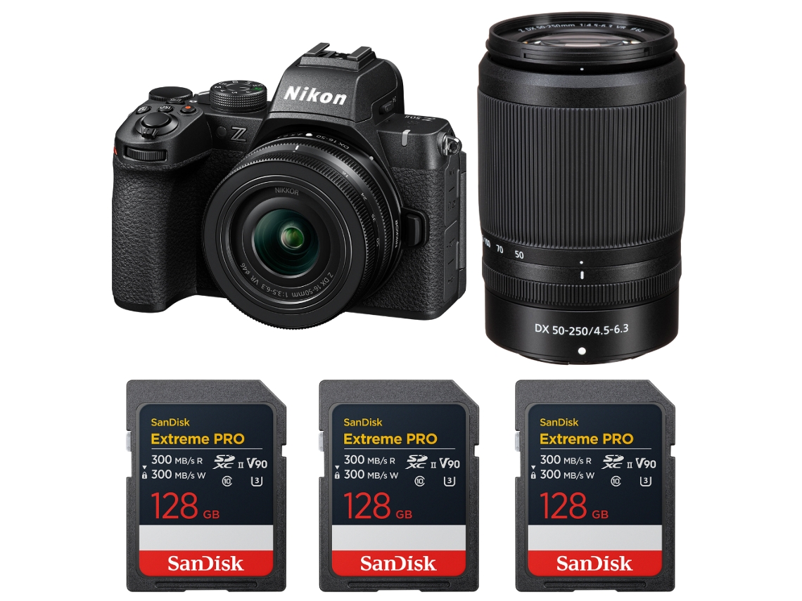 Z50 Ii + 16 50mm + 50 250mm + 3 Sandisk 128gb Extreme Pro Uhs ii Sdxc + Ebook “20 Dicas para Fotos Que Impressionam” NIKON