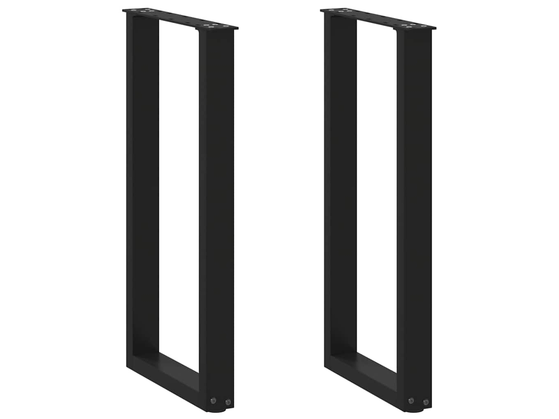 Vidaxl Pés De Mesa De Console Em Forma De U, 2 Peças, Preto, 38x(72-73) Cm, Aço