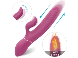 Vibrador Telescpico De Massagem Aquecida 2 Em 1 Com 9 Modos Para Mulheres (rosa Vermelha)