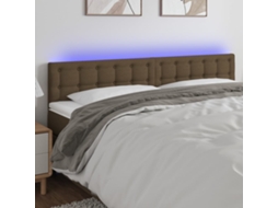 Vidaxl Cabeceira De Cama C/ Luzes Led Tecido 180x5x78/88 Cm Castanho