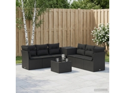 Vidaxl Conjunto De Sofás 8 Unid. Preto Rattan Poliéster E Aço