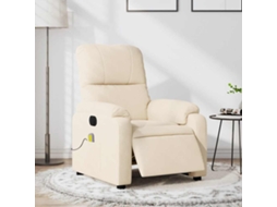 Vidaxl Poltrona Massagens Reclinável Elétrica Tecido Microfibra Bege