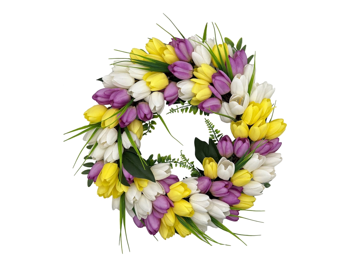 Guirlanda de Tulipas Artesanal, Guirlanda de Flores de Seda para Porta, Parede AQUAFORGE