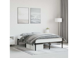 Vidaxl Estrutura De Cama 135x190 Cm Metal Preto