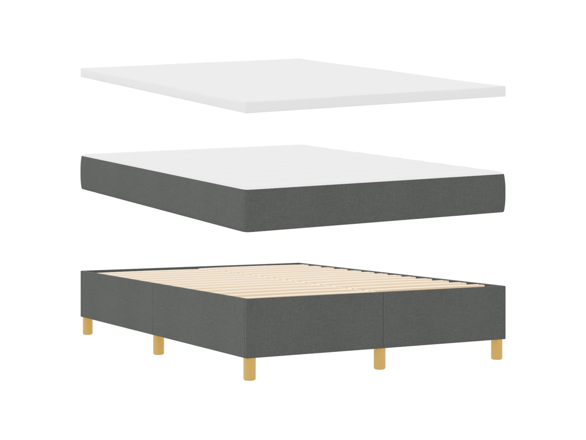 Conjunto 1 Cama Box Vidaxl Cinzento Poliéster (190 X 140 Cm)