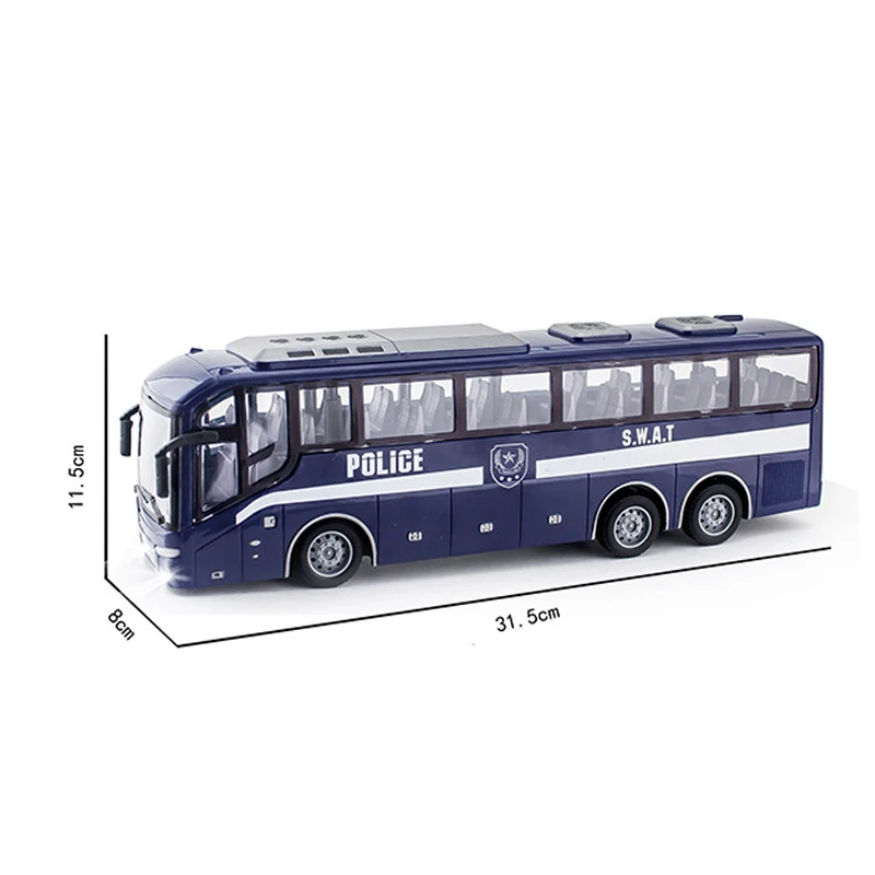 Ônibus de Controle Remoto com Luzes, Carro de Rádio Controle de 27 Mhz, Presente para Crianças MDUG (azul)