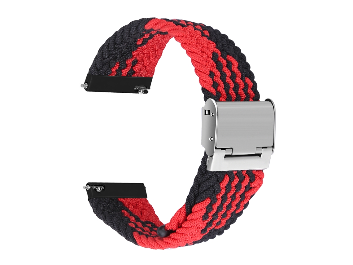Bracelete Pulseira Entrançada Flexível para Samsung Galaxy Watch Bluetooth 45Mm Preto com Vermelho