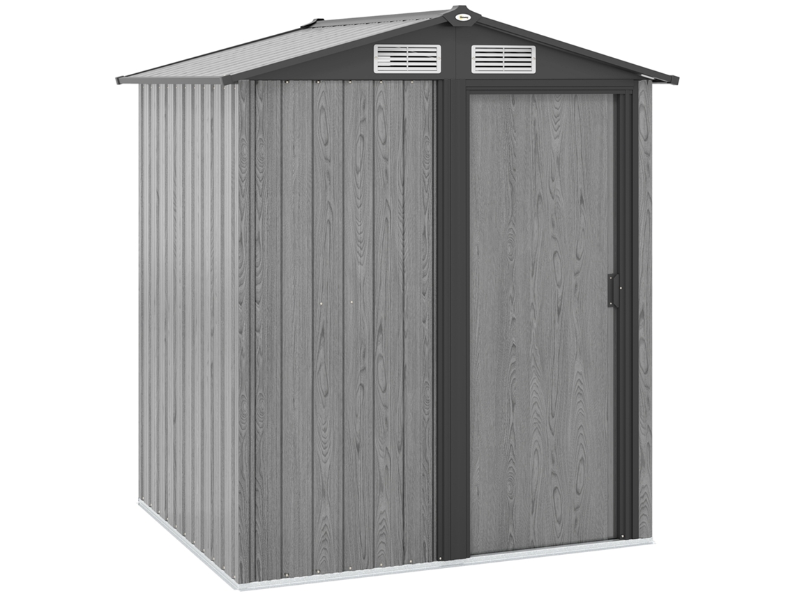 Abrigo de Jardim VERIDIA CUOM 213x130x185 Cm com 2 Portas Deslizantes e Janelas