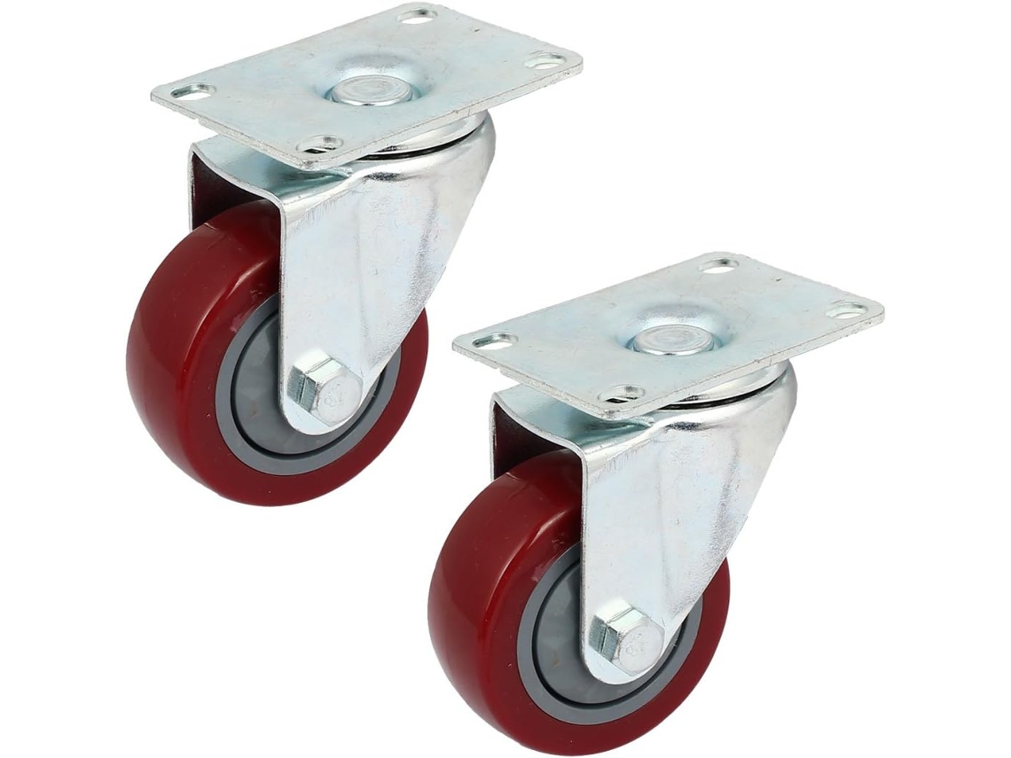 Roda Única de Pvc 3 Polegadas Diâmetro com Placa Superior Retangular 2 Unidades CHABERLU