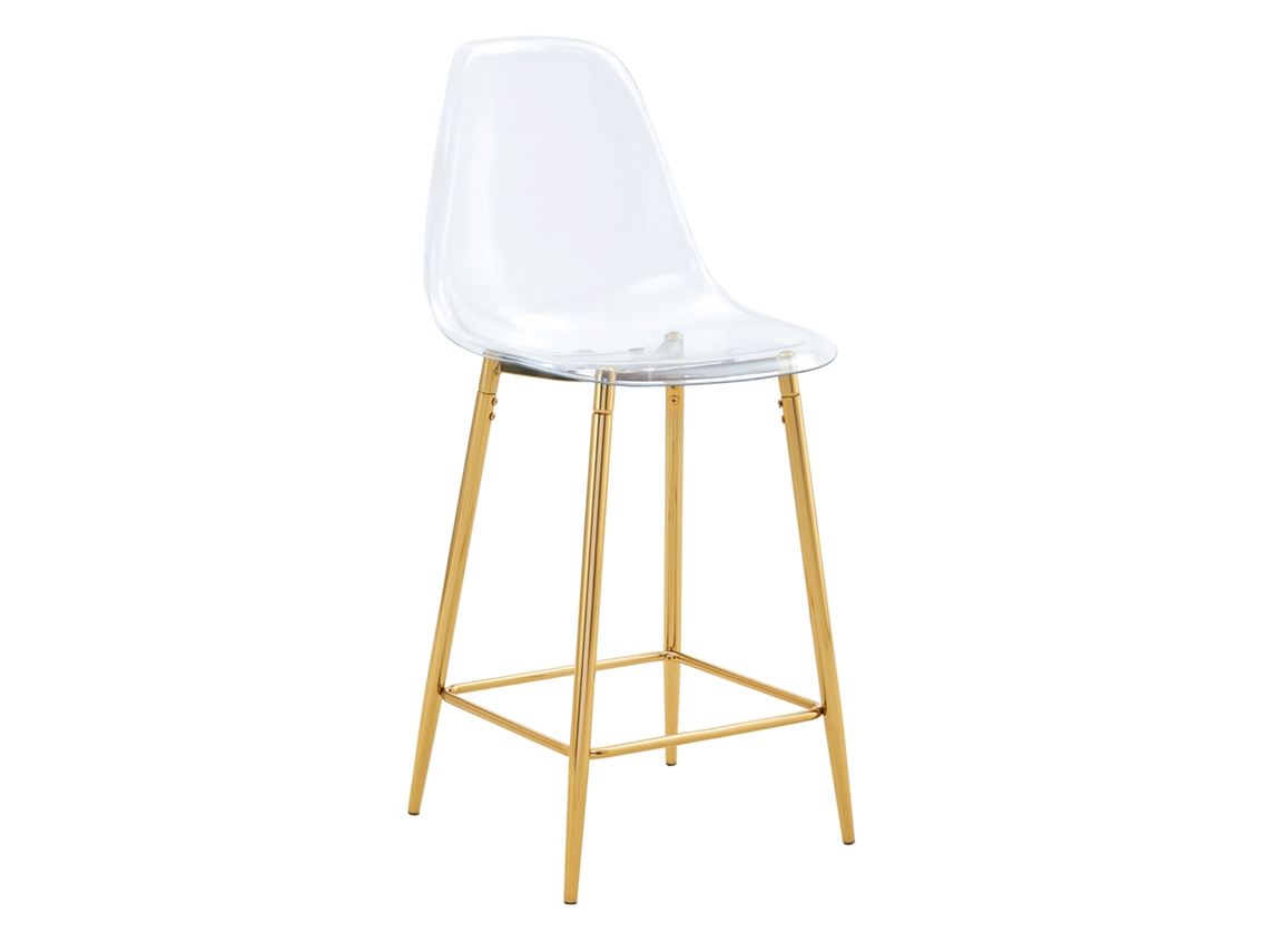 Conjunto 4 Banquetas Transparentes, Assento Acrílico, Estrutura Metálica Prata/dourada/preta, Cadeiras Modernas Para Cozinha, Bar Ou Sala.