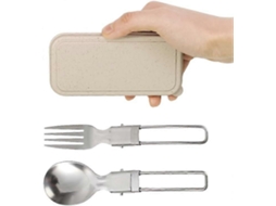 Conjunto De Talheres Para Camping Garfo E Colher Dobráveis ​​de Aço Inoxidável 304 Com Caixa De Armazenamento Para Viagens E Caminhadas. Olysi Shop