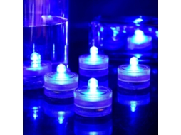Conjunto de 24 Mini Velas Led Subaquáticas Redondas À Prova D'água na Cor Azul, Ideais para Decoração de Casa, Casamentos, Festas, Vasos BRILVIBERA