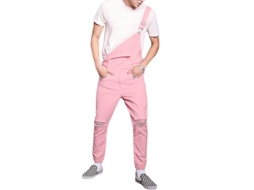 2026 mystdiy Calças Jeans Inteiras para Homem de Denim Rosa com Bolsos Reais e Tecido Confortável