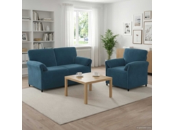 Vidaxl Conjunto De Sofás 2 Unid. Azul Veludo
