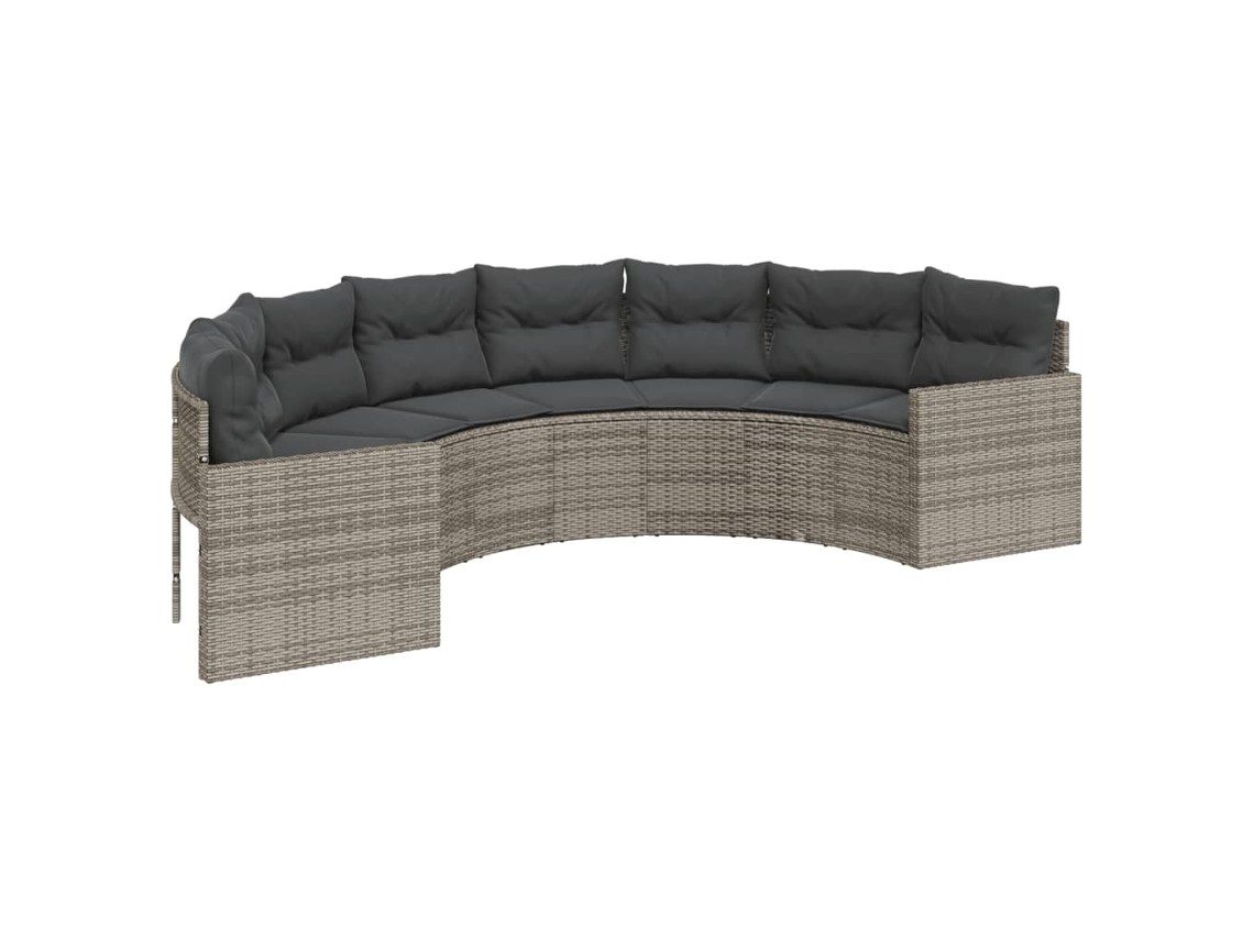 Maison Exclusive - Sofá De Jardim Com Almofadões Semicircular Vime Pe Cinzento