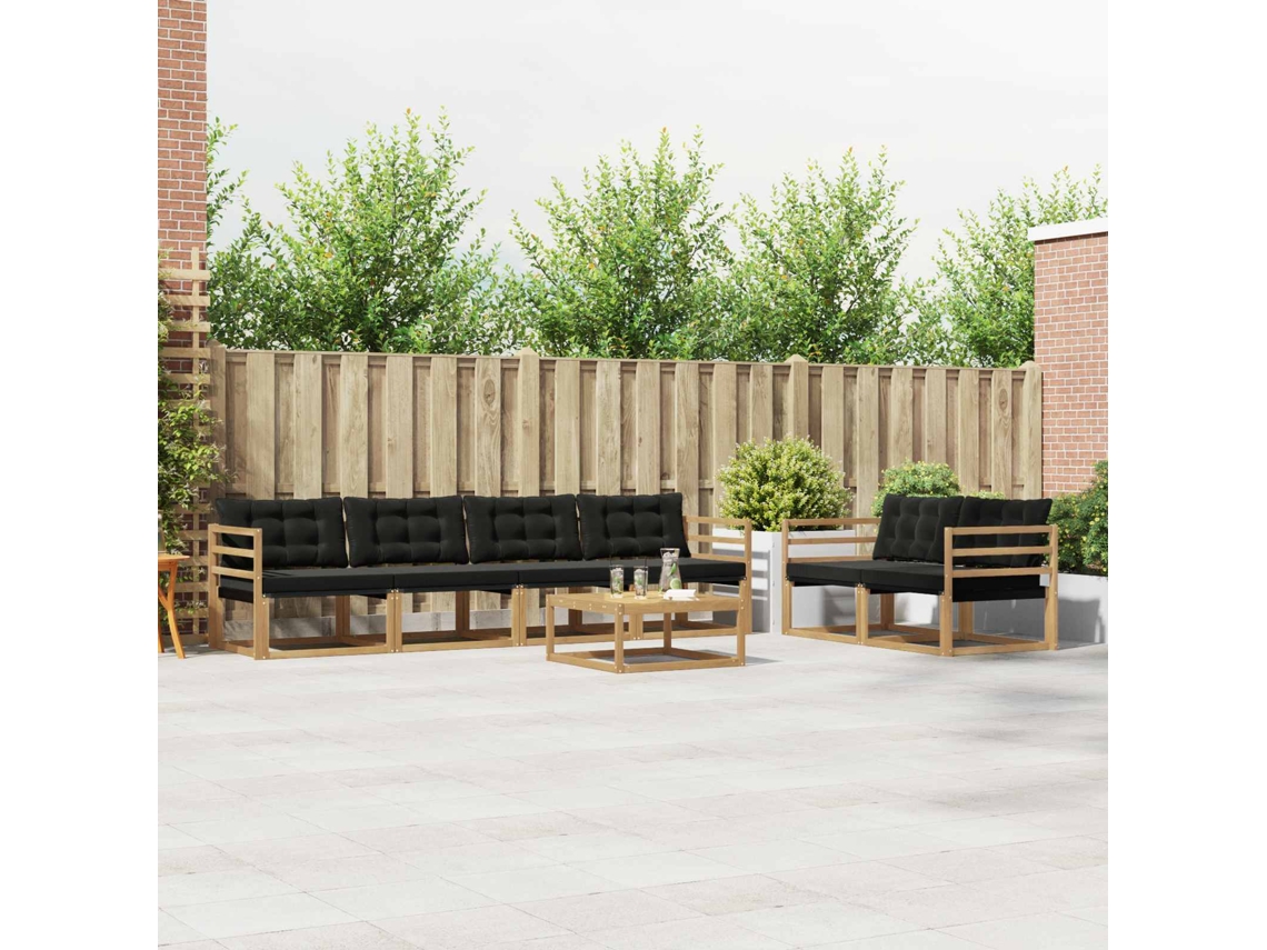 Vidaxl Conjunto De Sofás Para Exterior 7 Pcs Branco E Preto