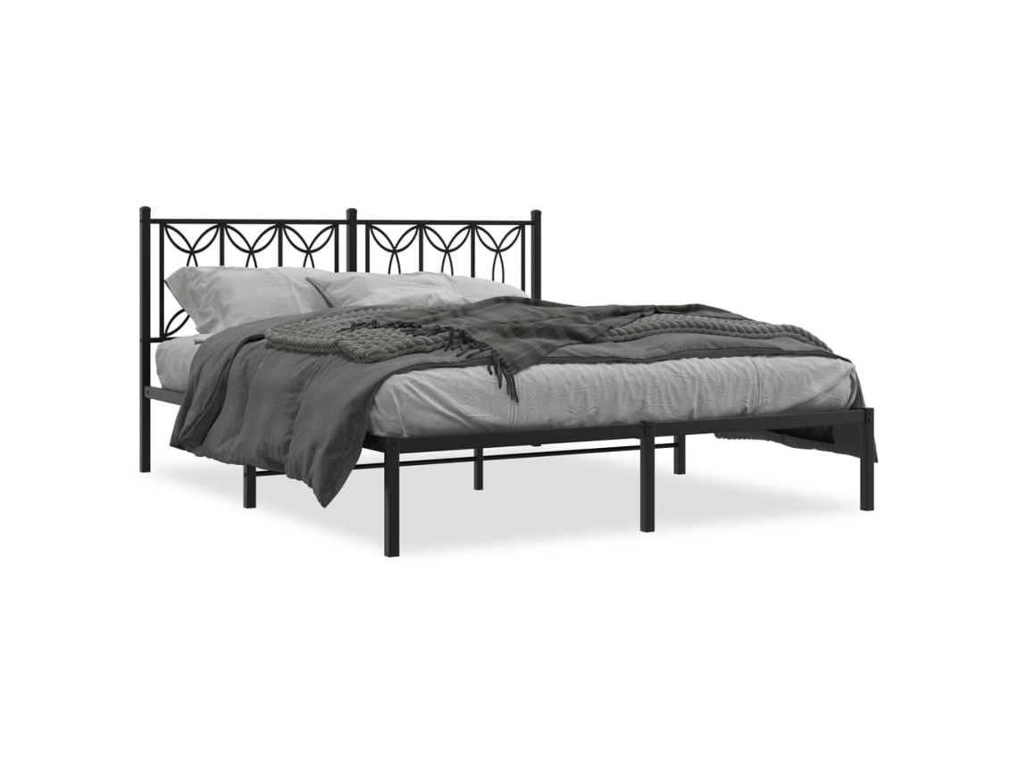 Bed Frame, Bed Frames Vidaxl Preto Metal (150 X 200 Cm)