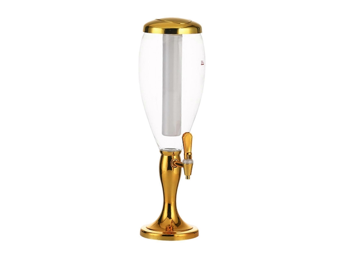 Dispensador De Cerveja Dourado De 3 Litros Com Tubo De Resfriamento Para Bar Em Casa E Festas.