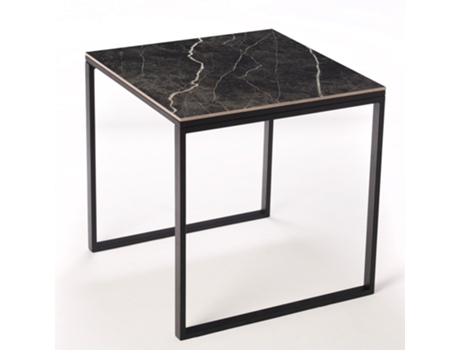 Mesa de Refeição BOX FURNITURE Smart Black Matt (Preto - Madeira e Aço - 75x75x75 cm)