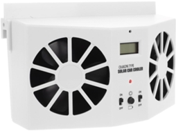 Ventilador de carro movido a energia solar em ABS branco, ventilador de janela para criar um ambiente agradável no verão.