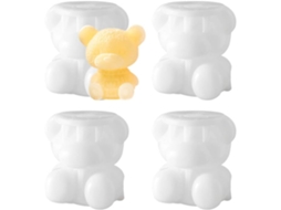 Molde De Silicone Para Cubos Gelo 6x5, 5cm, 4 Peças, Formato De Urso, Molde De Silicone 3d Para Cubos Gelo Em Formato Urso, Molde Para Fondant