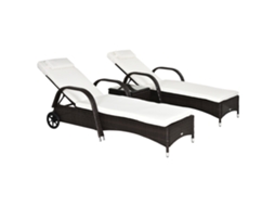 Espreguiçadeiras com mesa lateral S/MARCA, 2 cadeiras de jardim, capas, poliuretano, marrom e creme