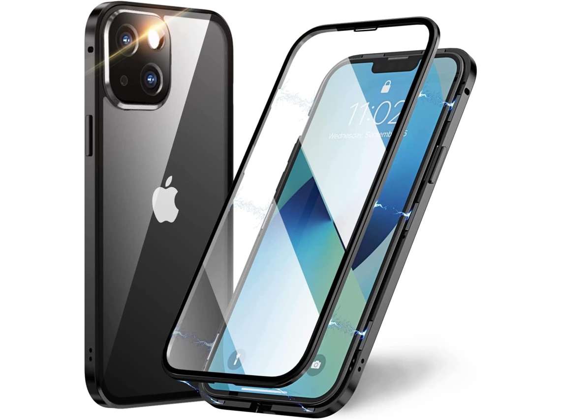 Lente para Telefone Proteção Moldura Protetora Híbrido Tampa Traseira Adsorção para iPhone 13 HONGWE. Magnética Prateado