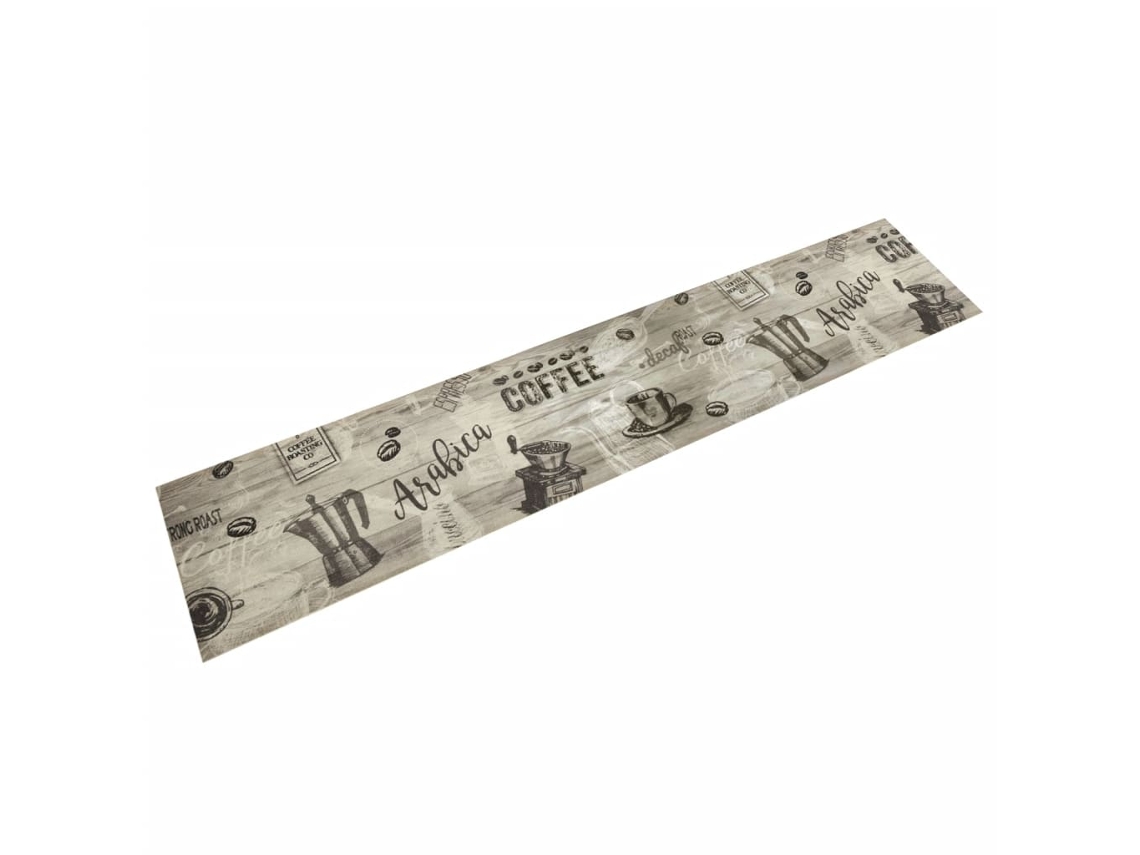 Vidaxl Tapete De Cozinha Lavável 60x300 Cm Veludo Padrão Café Cinzento