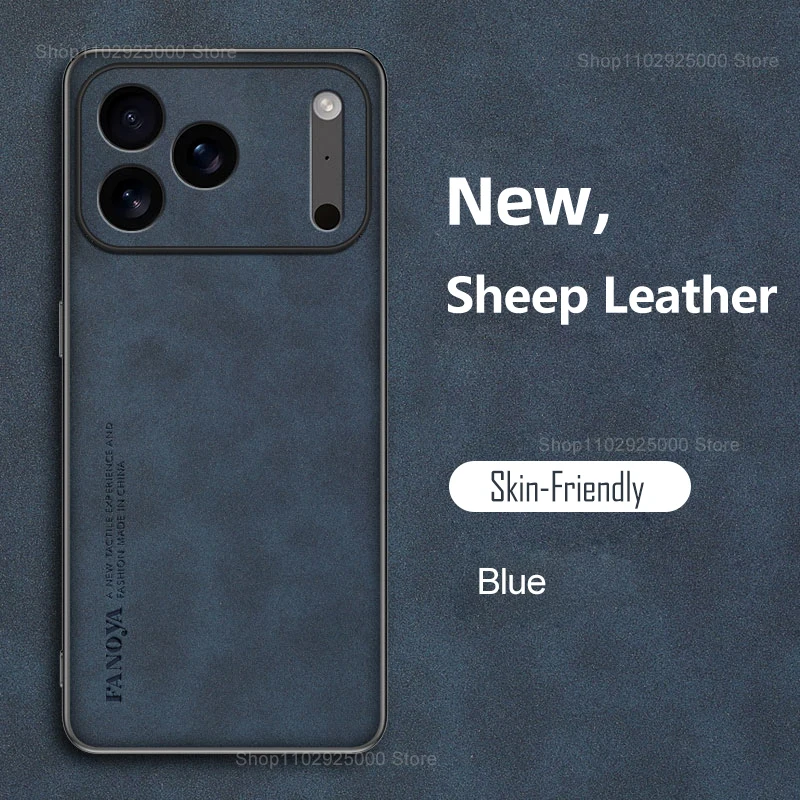 Capa Para Iphone 16 Pro Max (azul), Resistente A Impactos, Em Couro Pu, Com Parte Traseira Macia Em Pele De Carneiro De Cor Sólida.