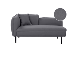 Chaise Longue À Esquerda BELIANI Chevannes de Bouclé Cinzento Escuro 138x77x74