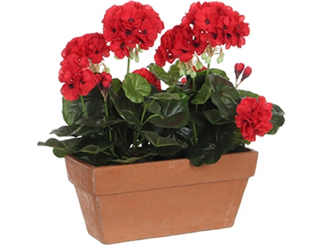 GERÂNIO PVC VERMELHO EM VASO PARA VARANDA 29X3X40CM