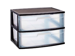 Tradineur Gaveta De Organização Nilo Ideal Para Casa Ou Trabalho Fabricação De Plástico 2 Gavetas Translúcidas 41,5 X 56 X 40 Cm Cor Preto Acan