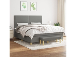 Vidaxl Cama Com Molas/colchão 180x200 Cm Tecido Cinzento-escuro