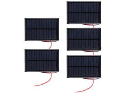 5 Piezas De Painel Solar Mini Epóxi Módulo De Potência 6v 0.6w Cabos Vermelho E Preto 30cm Placa De Célula Solar