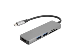Aetheria adaptador Tipo c 5 em 1 Hub Multifuncional com Hdmi 4k, Usb 3.0 e Leitor de Cartões