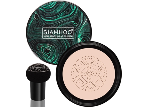 SIAMHOO Air Cushion Cc Cream Base de Cobertura Total com Esponja com Cabeça de Cogumelo Base de Longa Duração para Todos Os Tipos de Pele 20Ml Ivory