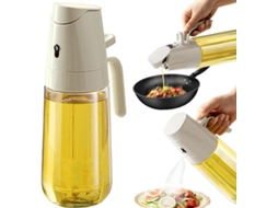 Frasco 2 Em 1 Com Spray E Dosador Para Óleo, 500 Ml, Branco, Para Aplicação Controlada De Temperos Na Cozinha