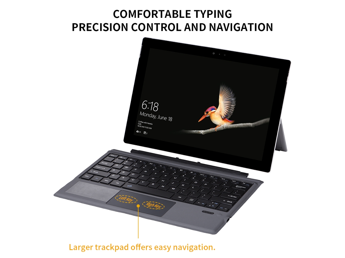 Teclado sem fio Bluetooth (fino, compatível com Surface Pro 3/4/5/6 (2017))