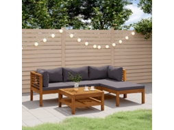 Vidaxl 5 Pcs Conjunto Lounge De Jardim C/ Almofadões Acácia Maciça