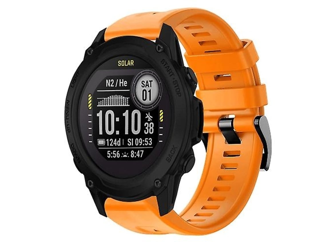 Pulseira De Relógio Lurelia Para Garmin Descent G1 Em Silicone Laranja