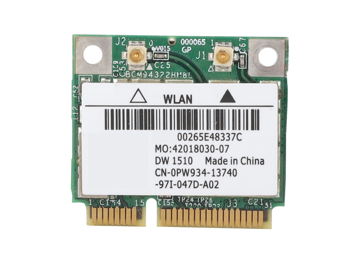 Placa de Rede Sem Fio Mini Pci e Bcm94322hm8l Dw1510 Dual Band 300mbps para Dell E4200 E5500 | S/MARCA