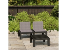 Vidaxl 2 Pcs Conjunto Lounge De Jardim C/ Almofadões Plástico Cinzento