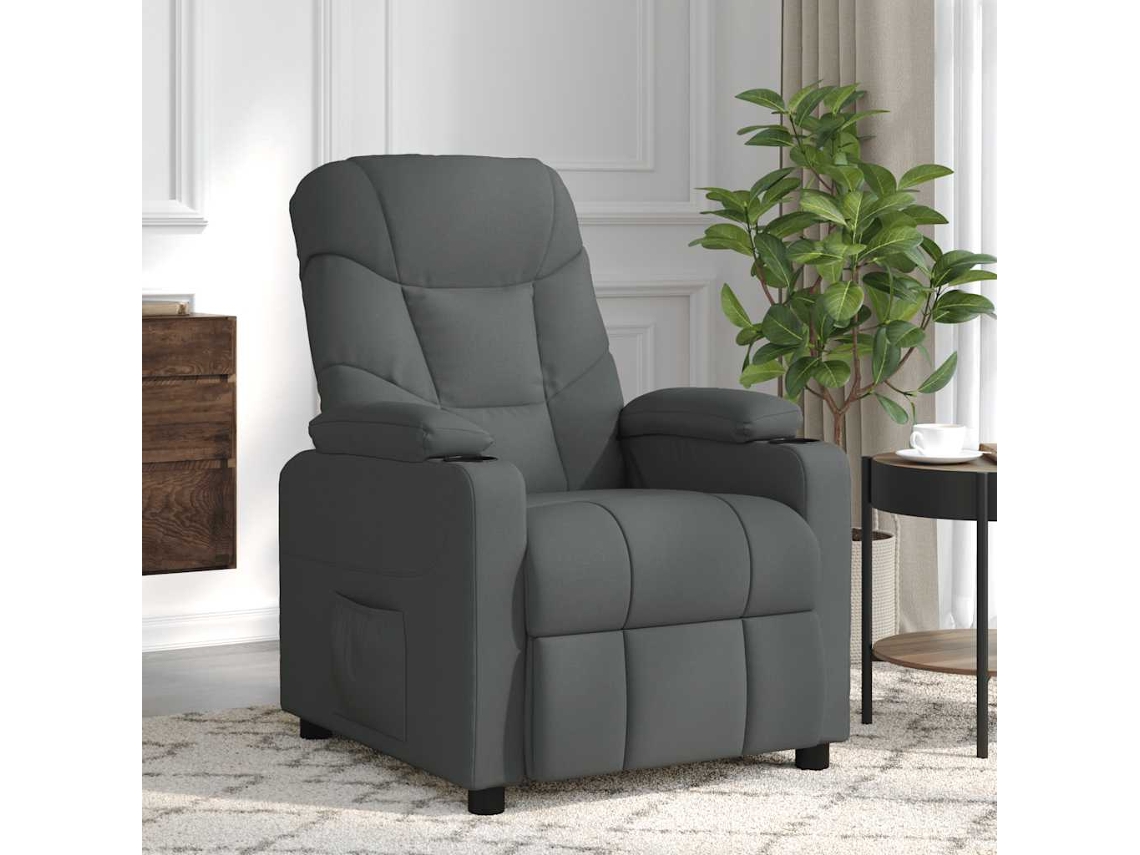 Vidaxl Poltrona De Massagens Tecido Cinzento-escuro